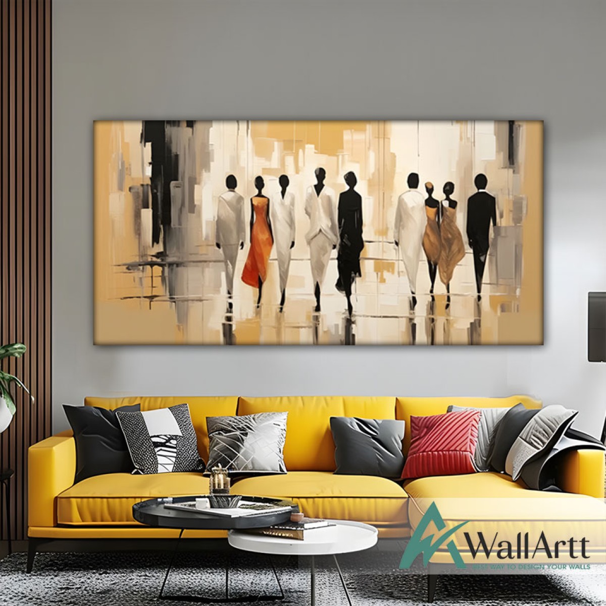 Dressed Women Textured Partial Oil Painting - Wall Art